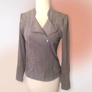 Gianni‎ Bini Heather Gray Faux Suede Moto Jacket S